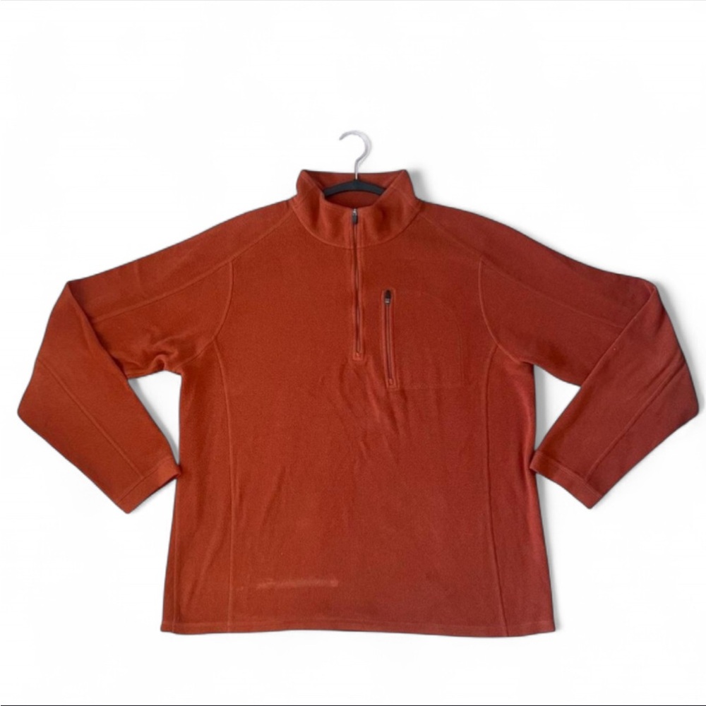 L.L. Bean Men's Orange Fleece Quarter Zip Pullover